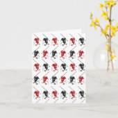 CARTE de NOTE noire rouge de petit de diable motif (Fleur jaune)