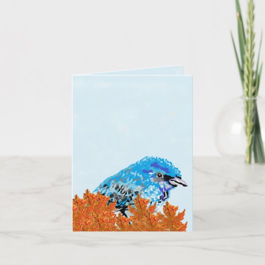 Carte de note : Oiseau Bleu du Bonheur (Devant)