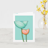 Carte de note orange turquoise Fleurs simples (Fleur jaune)