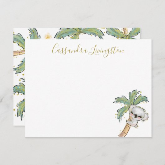 Carte de note Ourson Koala Mignon (Devant / Derrière)