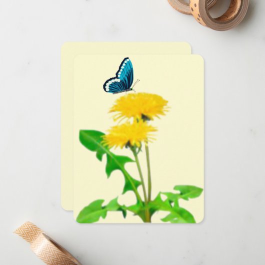 Carte de note papillon Dandelion (Devant/Arrière en situation)