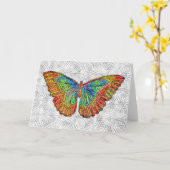 Carte de note Papillon en verre Vintage (Fleur jaune)