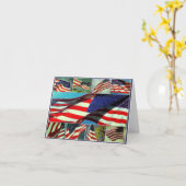 Carte de note patriotique de drapeaux américains (Fleur jaune)