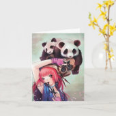 Carte de note Peach Ninja Pandas (Fleur jaune)