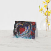 Carte de note peinte à la main de coeur - poème (Fleur jaune)