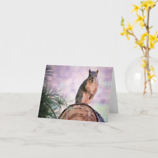 Carte de note permanente d'écureuil (Fleur jaune)