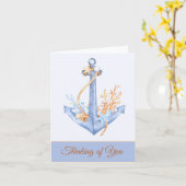 Carte de note personnalisable Ancre aquarelle (Fleur jaune)