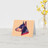 Carte de note personnalisable face Doberman noir (Fleur jaune)