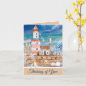 Carte de note personnalisable Watercolor lighthous (Fleur jaune)