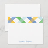 Carte de note personnalisée à carreaux bleus et ve (Devant / Derrière)