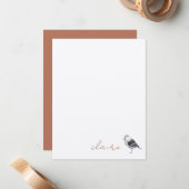 Carte de note personnalisée à l'oiseau mignon (Devant/Arrière en situation)