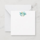 Carte de note personnalisée Aqua Blue Gold Floral (Dos)