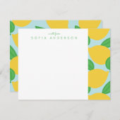 Carte de note personnalisée au citron et au Motif  (Devant / Derrière)