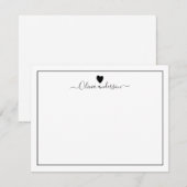 Carte de note personnalisée Black Love Heart (Devant / Derrière)