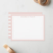 Carte de note personnalisée Blush Pink moderne (Devant/Arrière en situation)