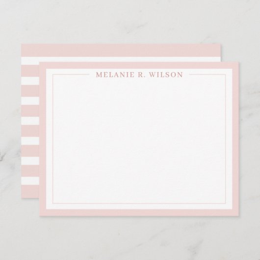 Carte de note personnalisée Blush Pink moderne (Devant / Derrière)