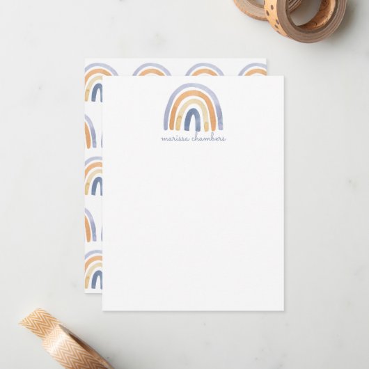 Carte de note personnalisée Boho Rainbow Flat (Devant/Arrière en situation)