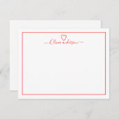 Carte de note personnalisée Brosse moderne Coeur r (Devant / Derrière)