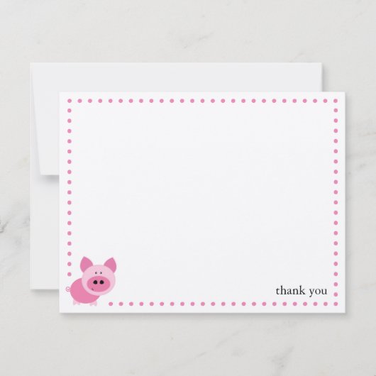 Carte de note personnalisée Cochon rose mignon (Devant)