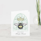 Carte de note personnalisée Crown Bee (verte) (Devant)