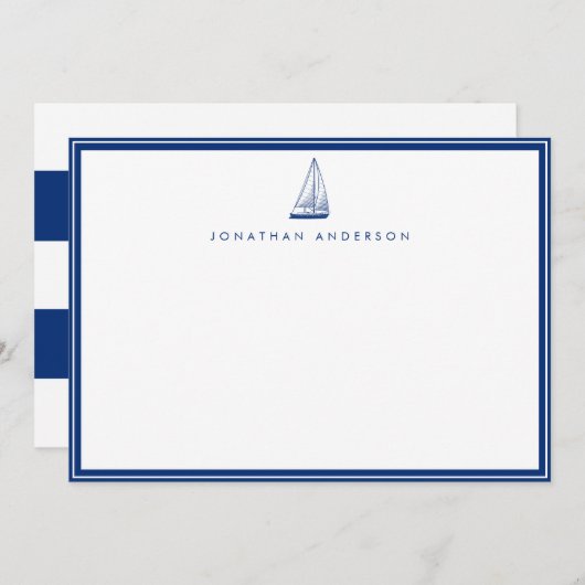 Carte de note personnalisée de bateau à voile de l (Devant / Derrière)