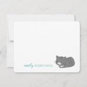 Carte de note personnalisée de chat gris mignon (Devant)