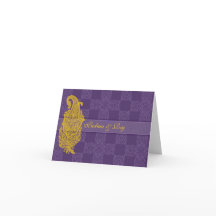 Carte de note personnalisée Gold Paisley & Purple