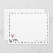 Carte de note personnalisée lapin rose (Devant / Derrière)