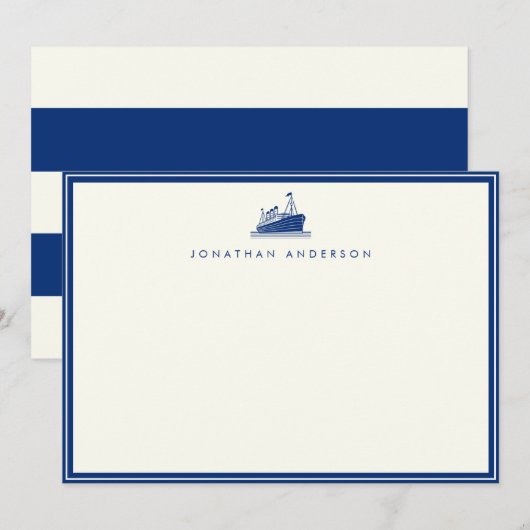 Carte de note personnalisée navire marine marine (Devant / Derrière)