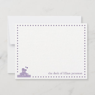 Carte de note personnalisée Nounours violette