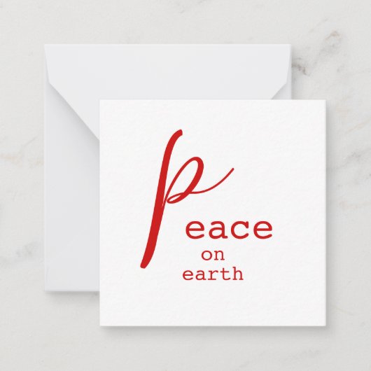 Carte de note personnalisée Peace on Earth Red Whi (Devant)