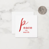 Carte de note personnalisée Peace on Earth Red Whi (Devant/Arrière en situation)