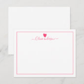 Carte de note personnalisée Pink Love Heart (Devant / Derrière)