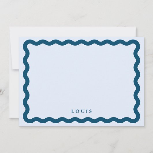 Carte de note personnalisée Retro Wavy Frame Blue (Devant)
