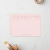 Carte de note personnalisée rose poudré avec bordu (Devant/Arrière en situation)