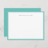 Carte de note personnalisée turquoise Bordure mini (Devant / Derrière)