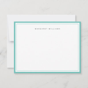Carte de note personnalisée turquoise Bordure mini