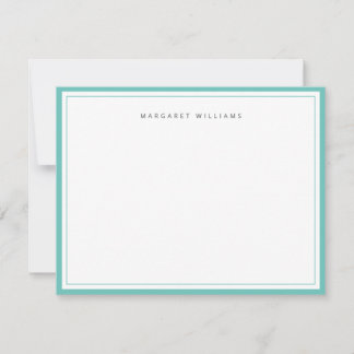 Carte de note personnalisée turquoise Bordure mini