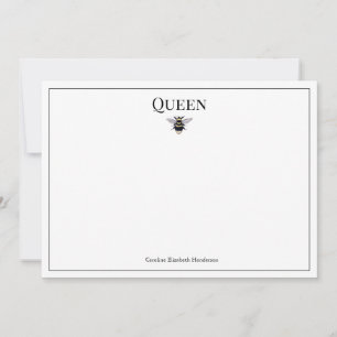 Carte de note personnalisée vintage Queen Bee Clas