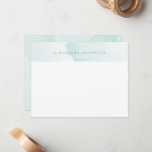 Carte de note personnelle Aqua Blue Watercolor (Devant/Arrière en situation)