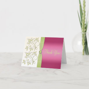 Carte de note Pink and Green Thank you