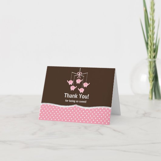 Carte de note Pink & Brown Mobile Thank (Devant)