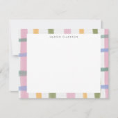 Carte de note plaid peinte à la main pastel (Devant)