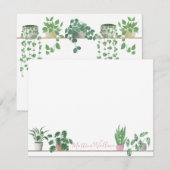 Carte de note Plante aquarelle (Devant / Derrière)