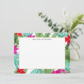 Carte de note plat à impression tropicale chic (Debout devant)