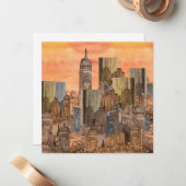 Carte de note plat blanche pour coucher de soleil  (Devant/Arrière en situation)