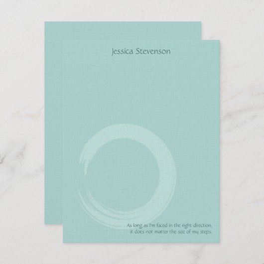 Carte de note plat circulaire Zen (bleu) (Devant / Derrière)