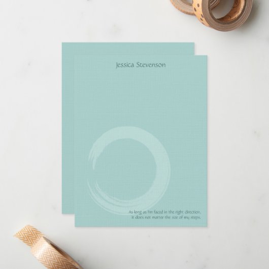 Carte de note plat circulaire Zen (bleu) (Devant/Arrière en situation)