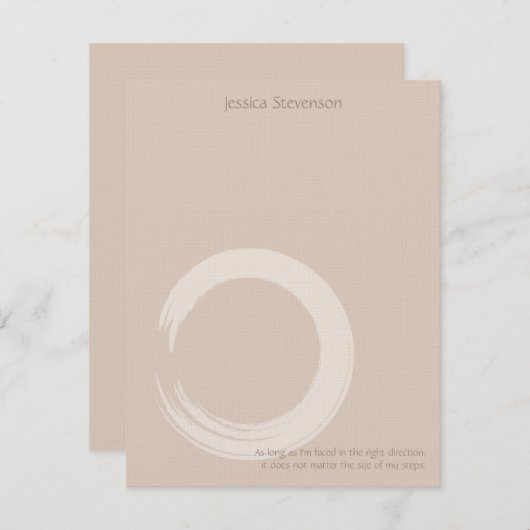 Carte de note plat circulaire Zen (tan) (Devant / Derrière)