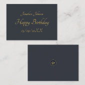 Carte de note plat d'anniversaire d'or personnalis (Devant / Derrière)